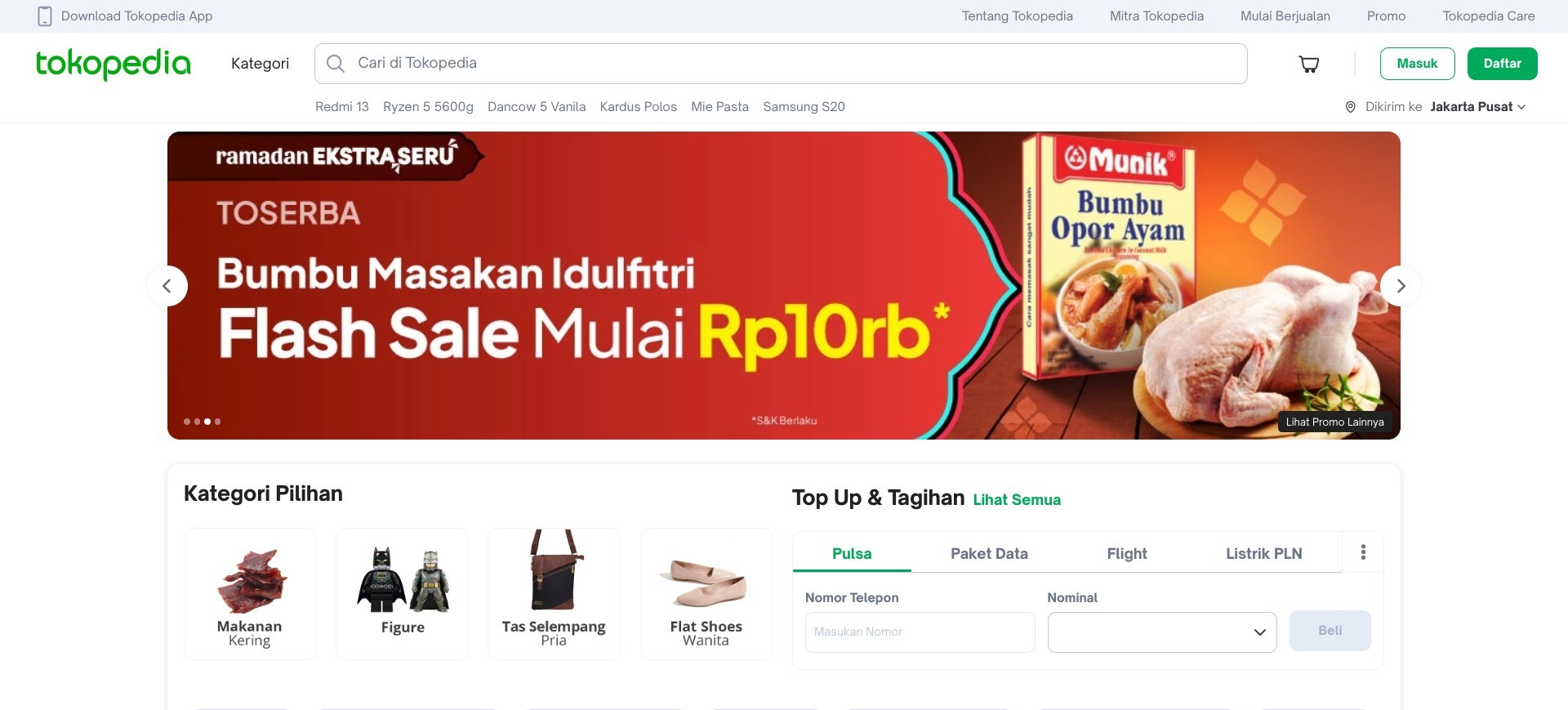 Screenshot of tokopedia.com’s homepage