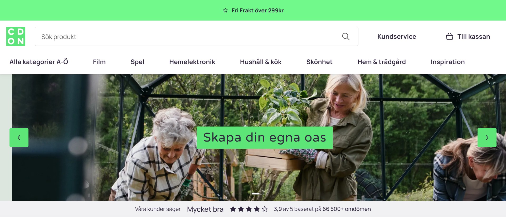 Screenshot of cdon.se displaying CDON’s homepage