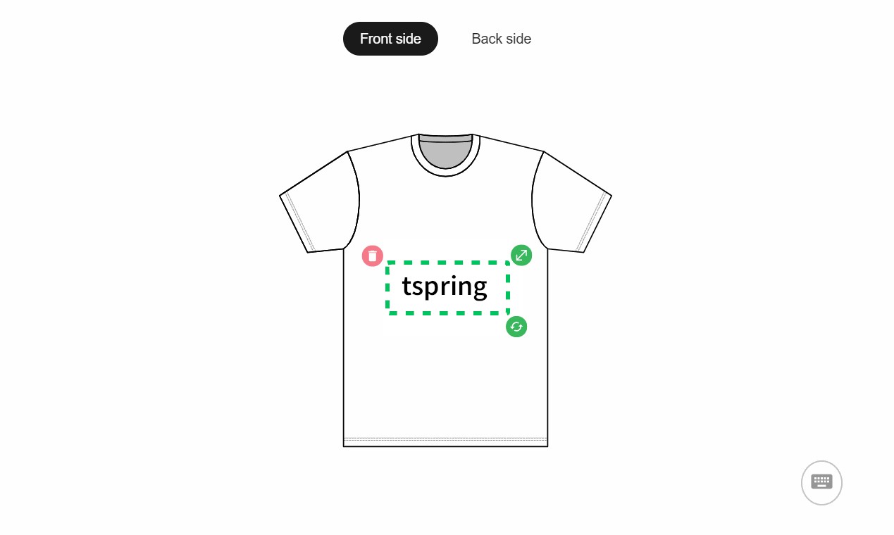 Image of a T-shirt with a fake brand logo “tspring”