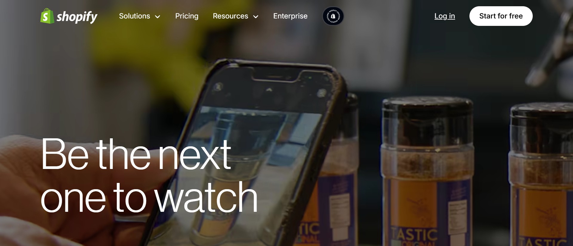 Screenshot of shopify.com displaying Shopify’s homepage