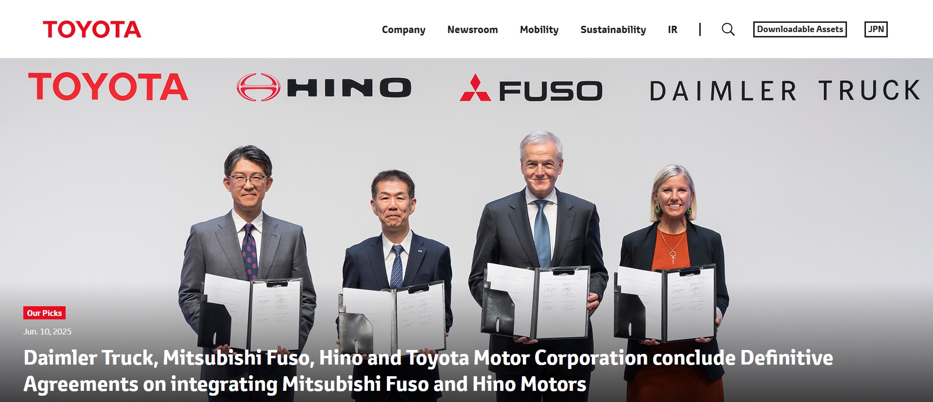Screenshot of the homepage of global.toyota/en