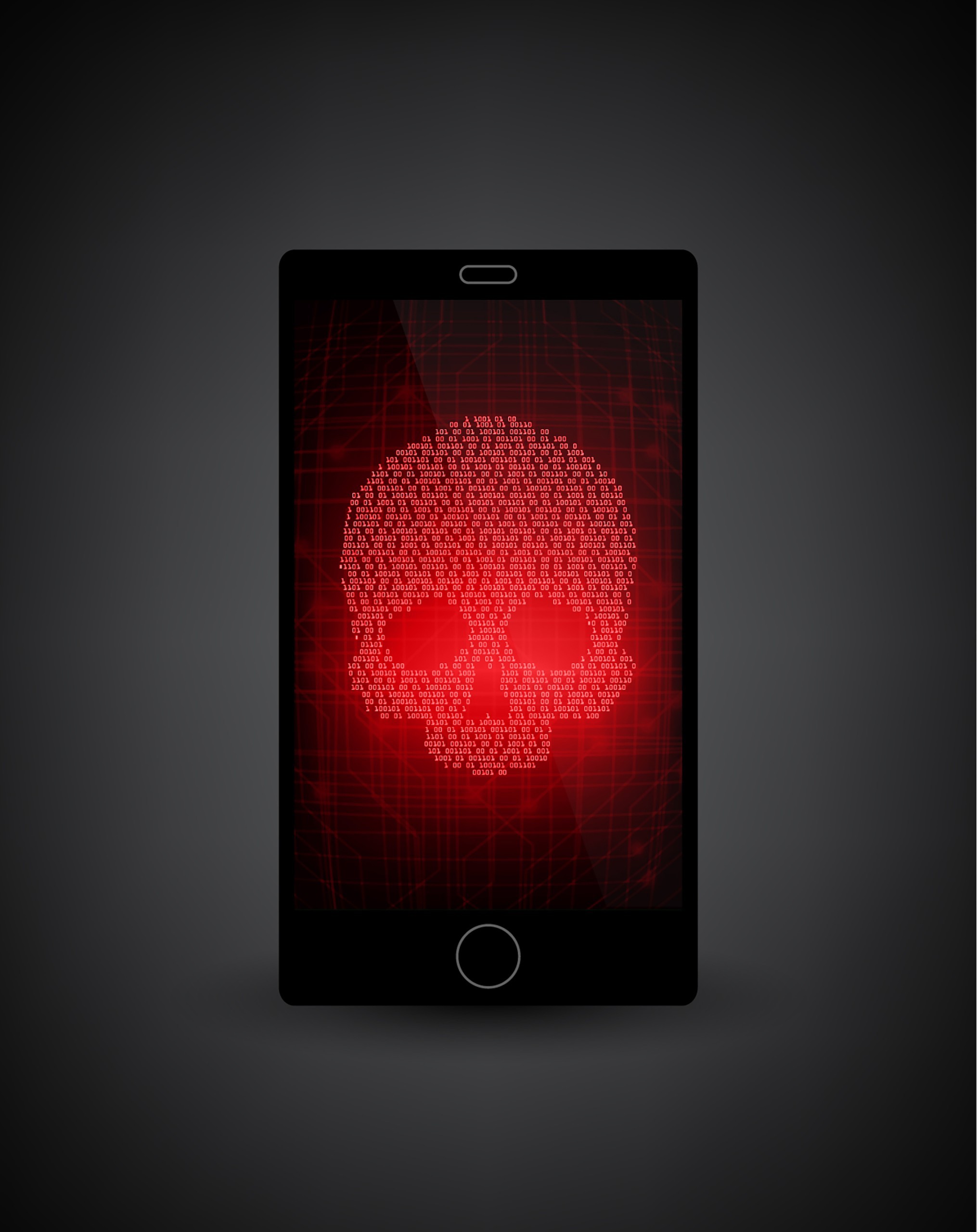 Illustration of a hacked mobile device