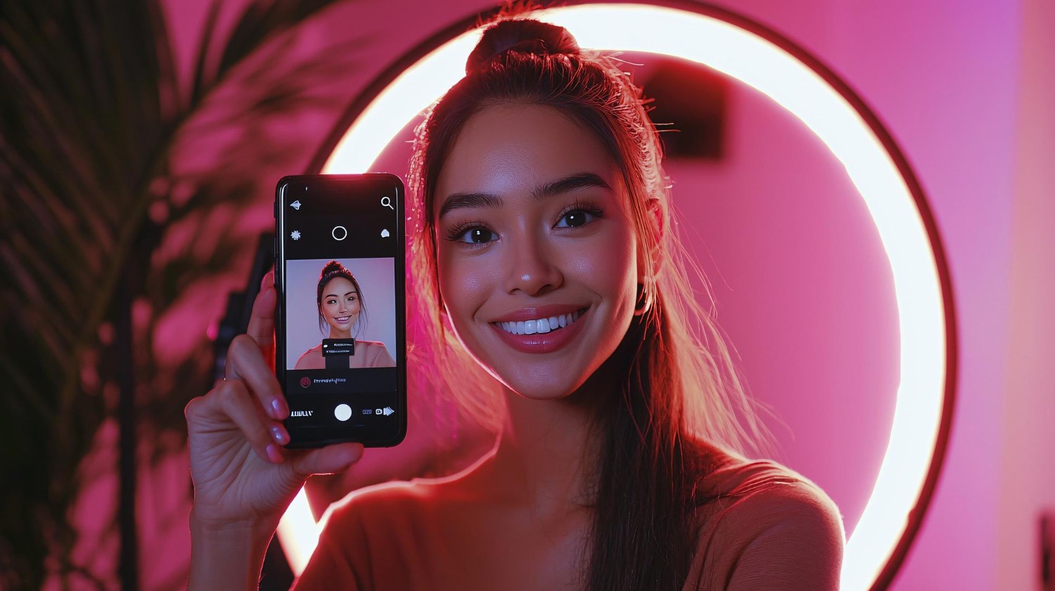 Illustration of an AI-generated influencer promoting a product