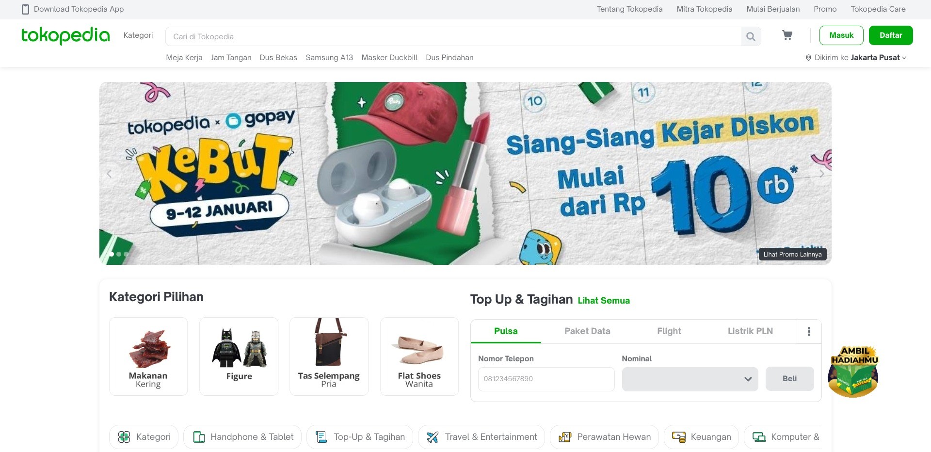 Screenshot of Tokopedia.com’s homepage