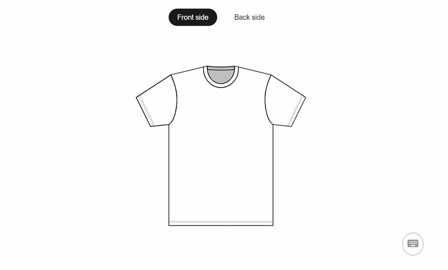 Screenshot of plain T-shirt pattern on printify.com