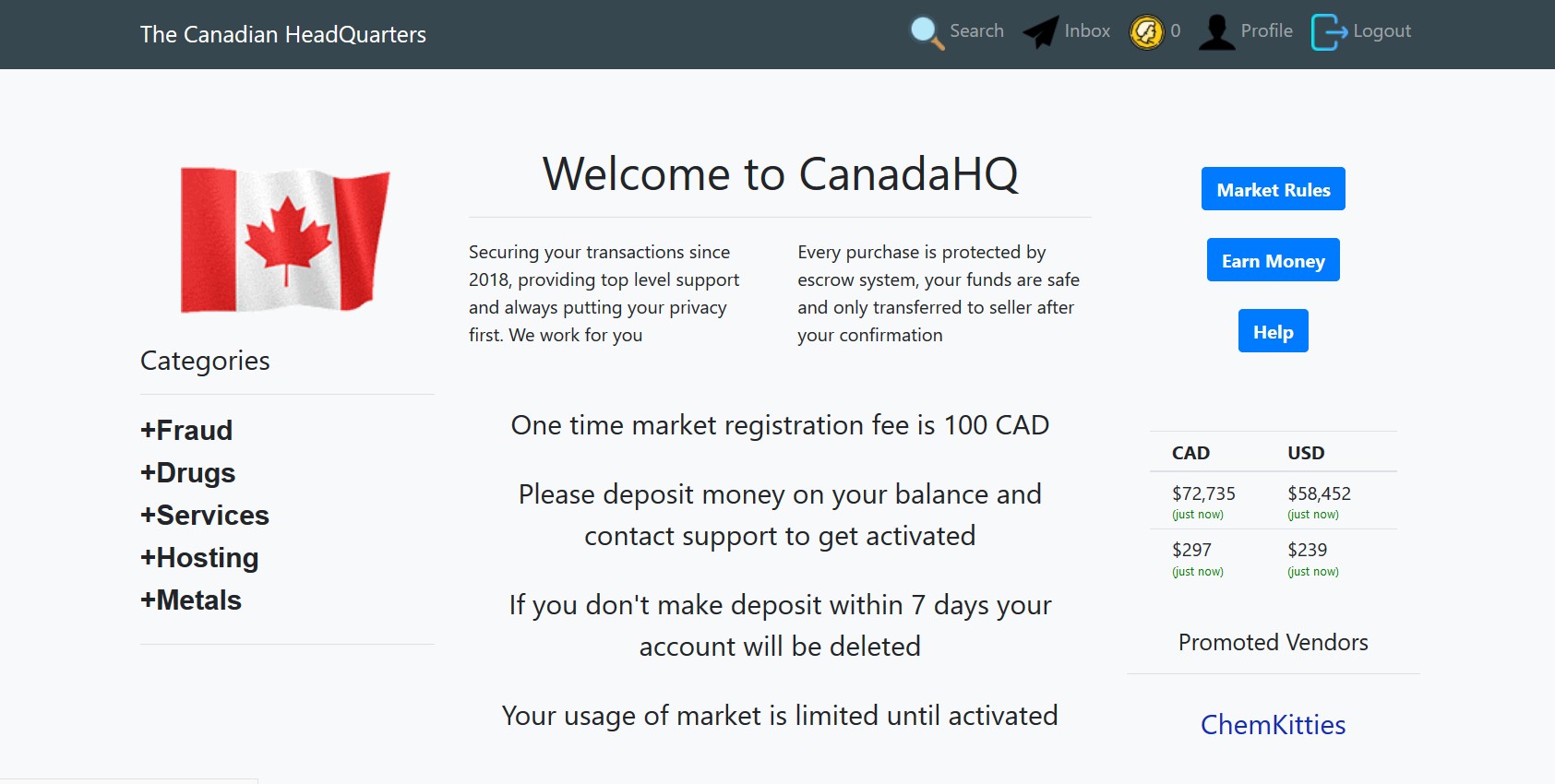 Screenshot of CanadaHQ