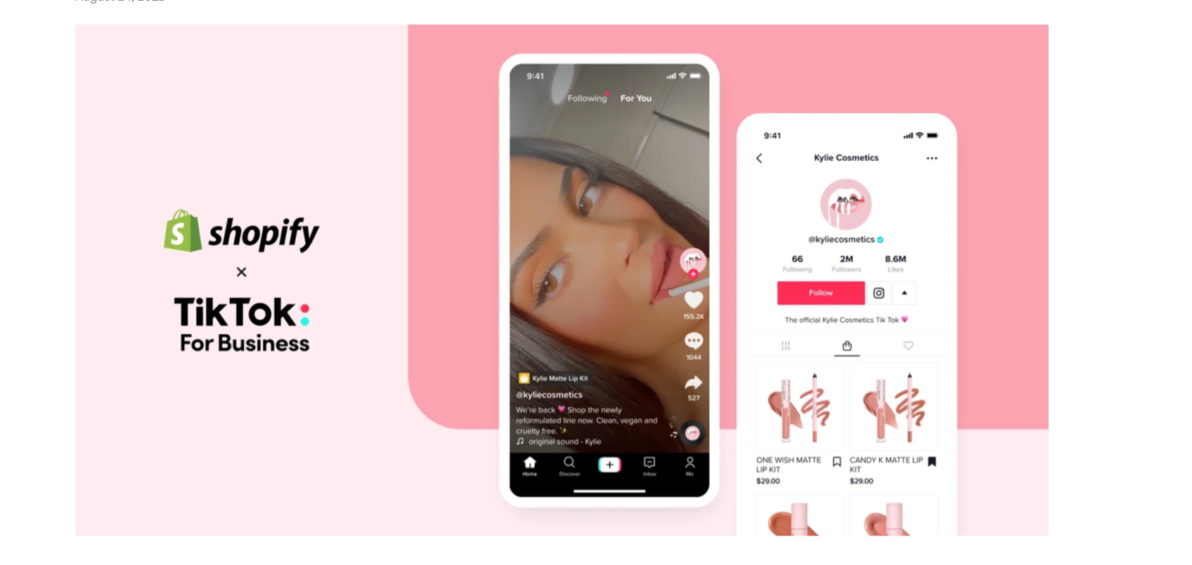 Screenshot of the Shopify x TikTok page on news.shopify.com promoting their cooperation
