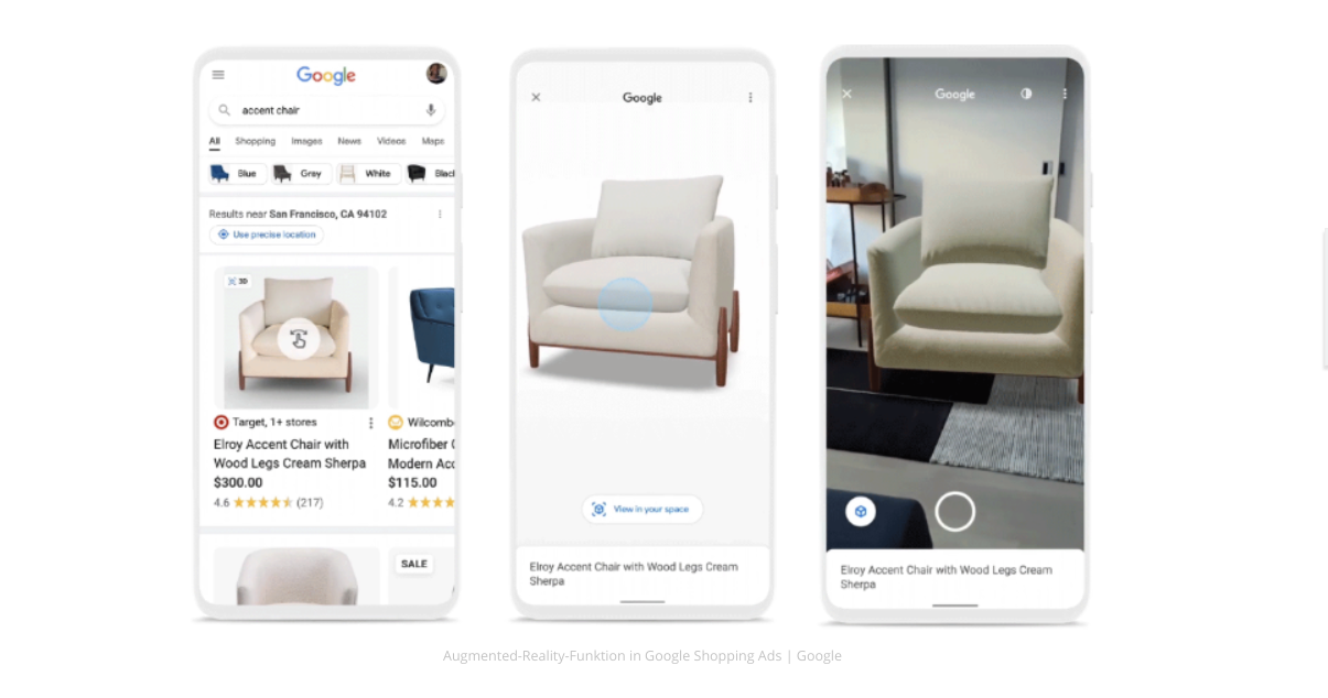 Screenshot von onlinehaendler-news.de mit der neuen AR-Funktion von Google