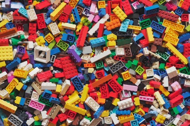 Assorted colourful Lego bricks mixed together