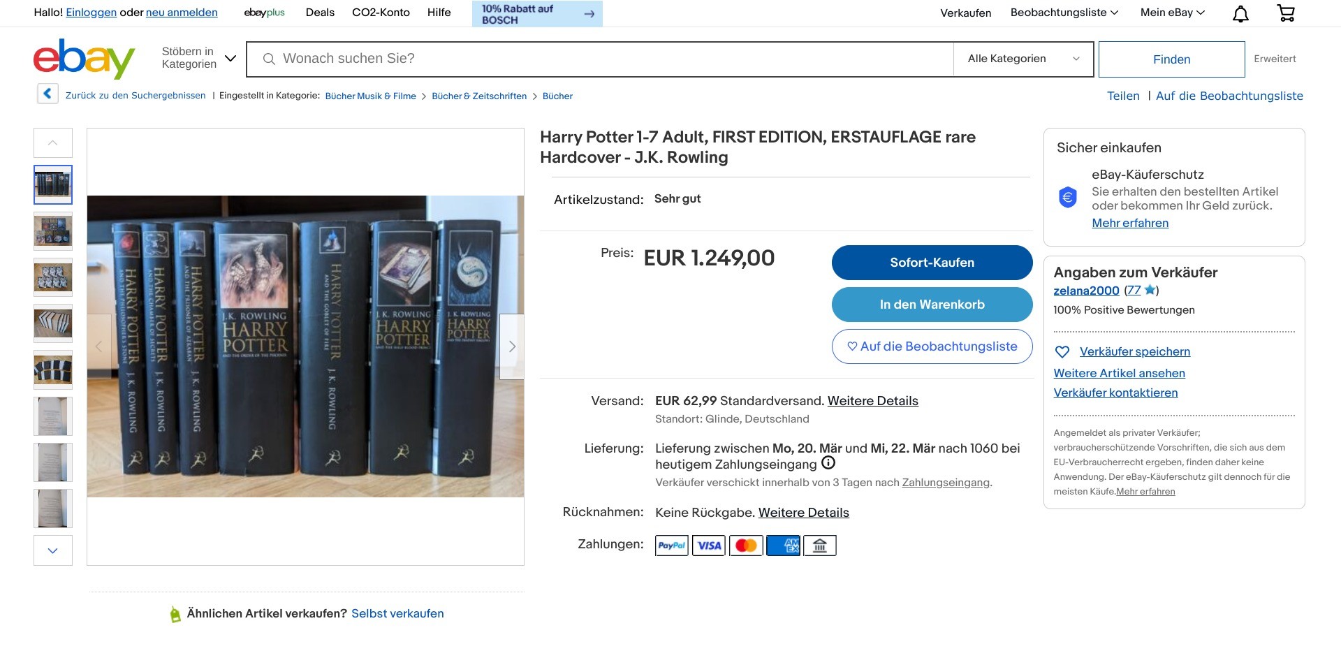 Screenshot of a random private seller’s random listing on ebay.de