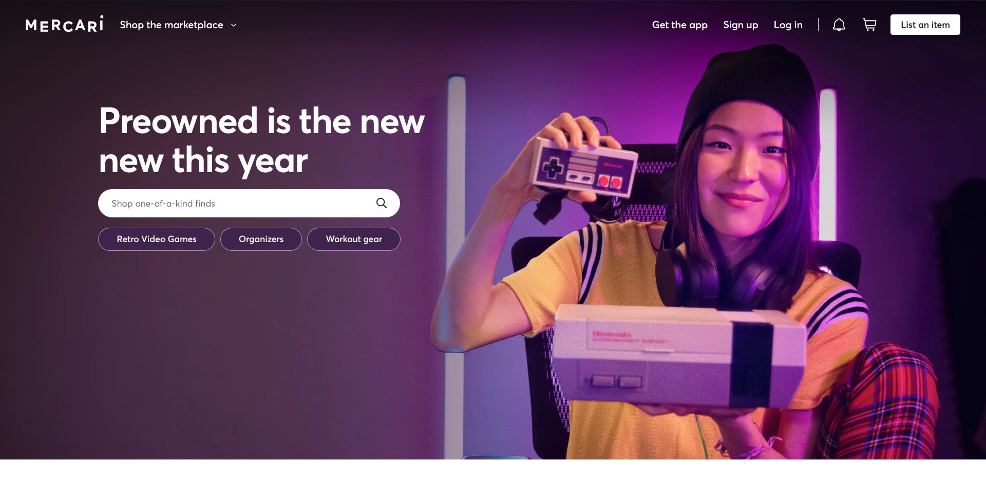 Screenshot of mercari.com’s homepage