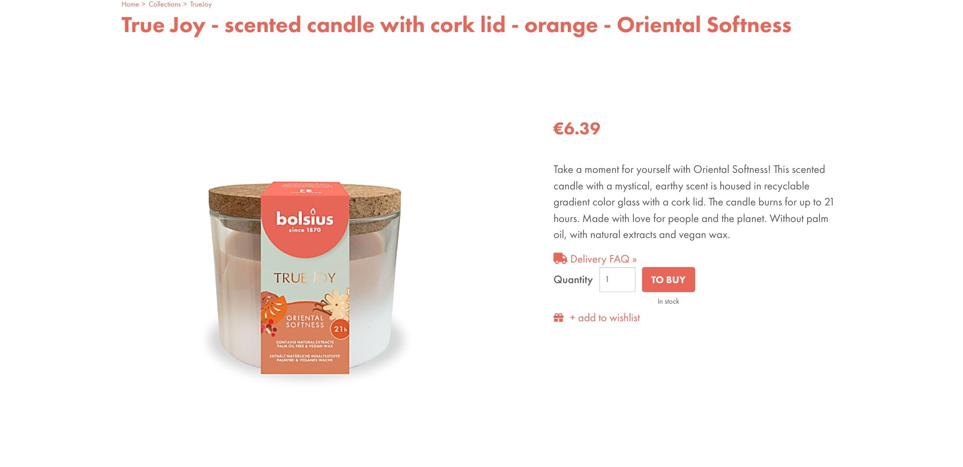 Screenshot of a random product listing on bolsiuskaarsenshop.nl