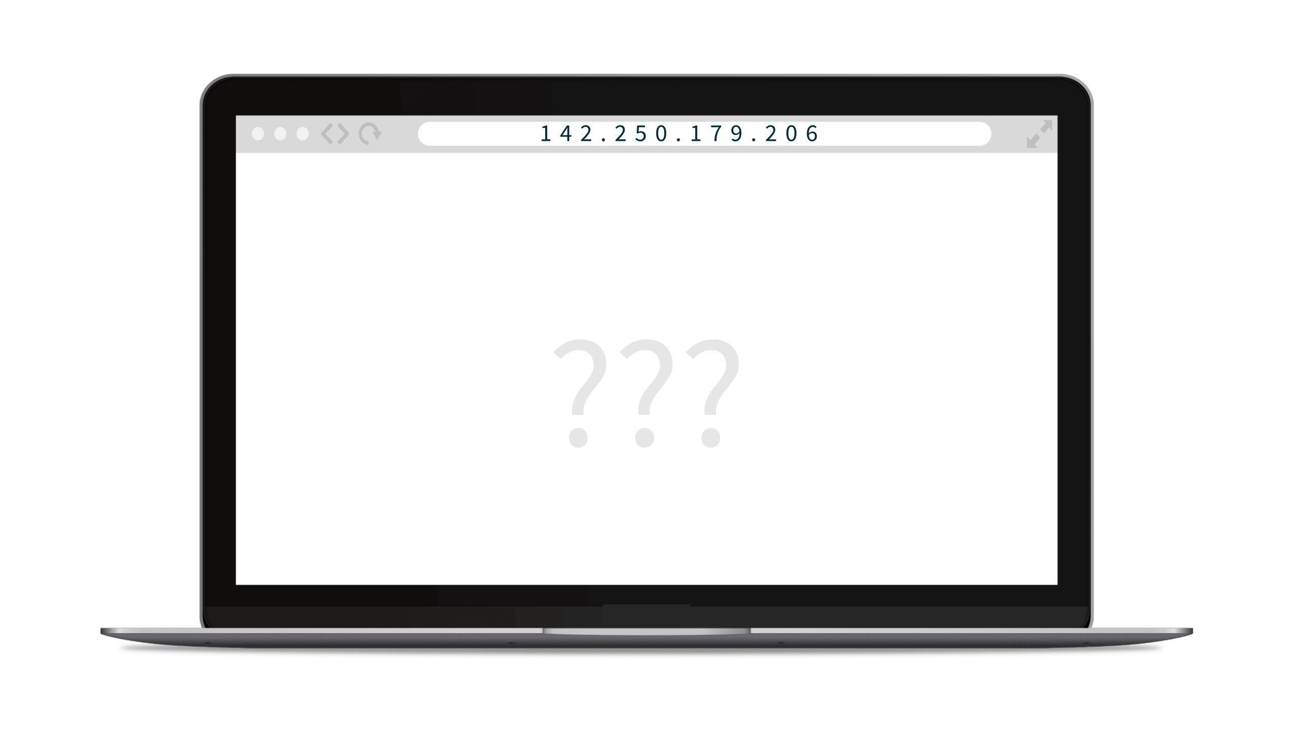 Image of a laptop with an open browser where an IP address was entered in the search bar