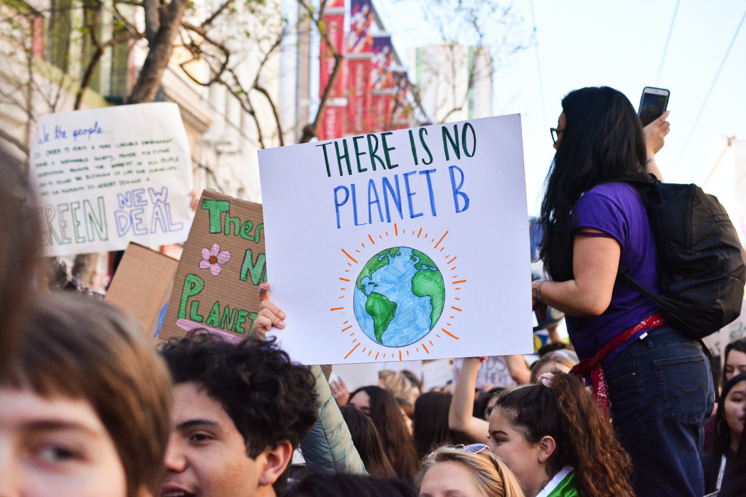 Young people at a rally against climate change