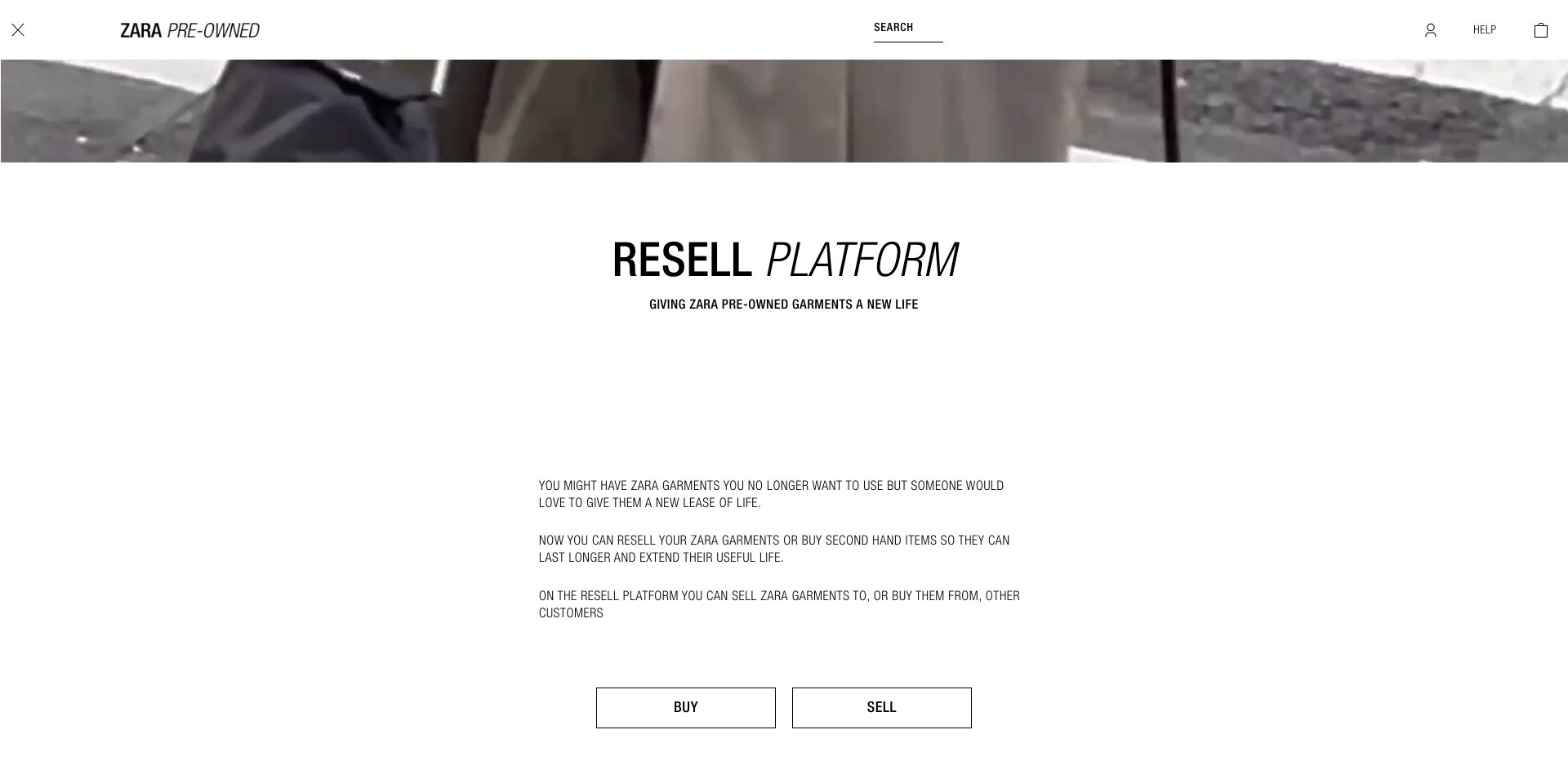 Screenshot of resell.zara.com