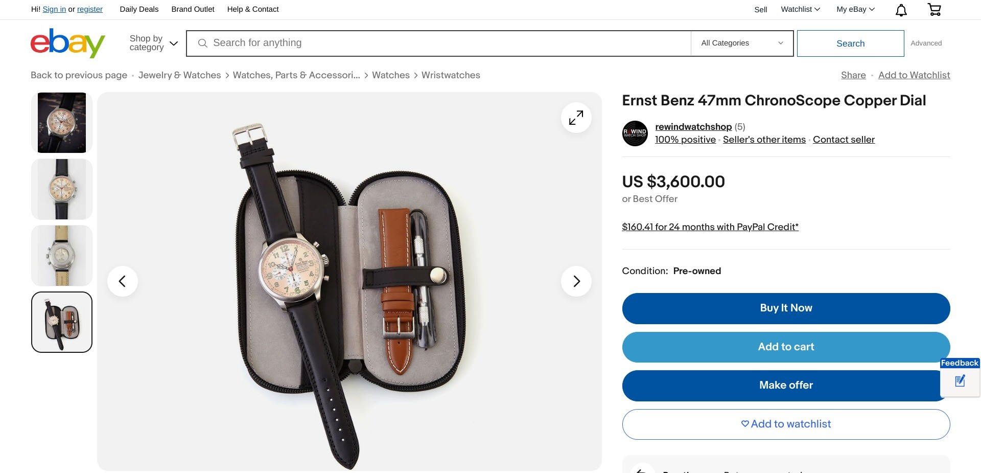 Screenshot of a random pre-owned luxury product listing on ebay.com
