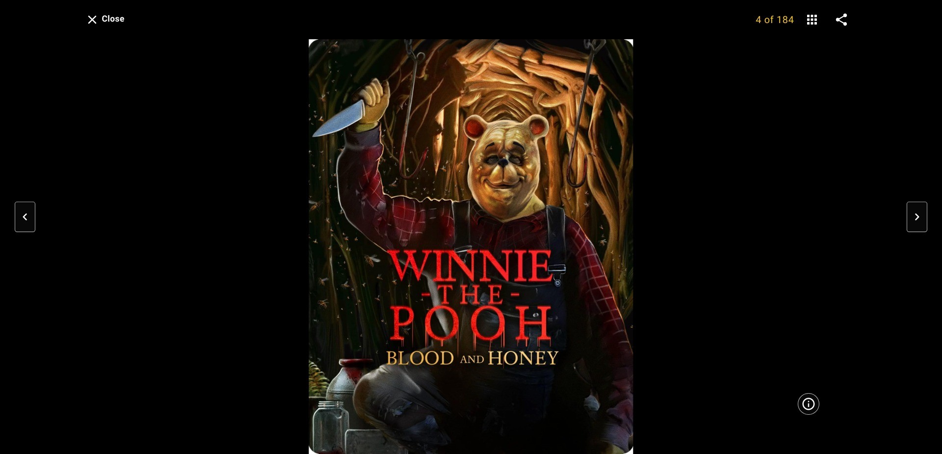 Screenshot of imdb.com displaying the poster of Winnie-the-Pooh: Blood and Honey
